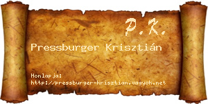 Pressburger Krisztián névjegykártya